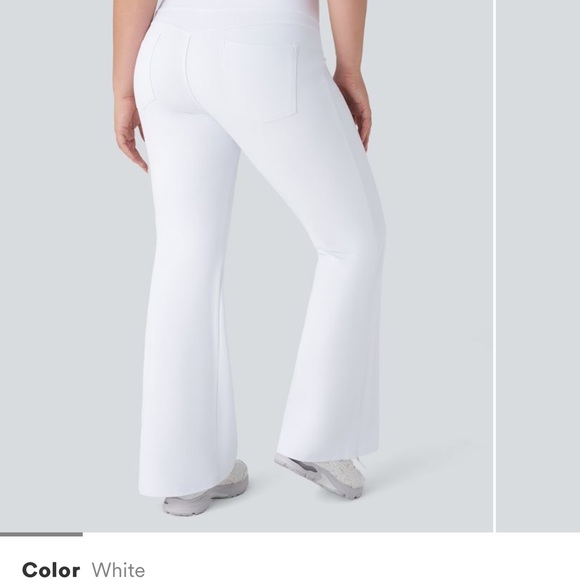 65. Halara High Waisted Back Pocket Flare Yoga Leggings in White - Picture 2 of 4